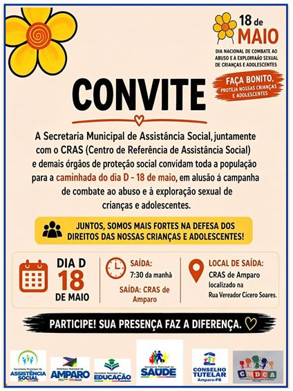 Amparo realiza caminhada de conscientização contra abuso e exploração de crianças e adolescentes no dia 18 de maio