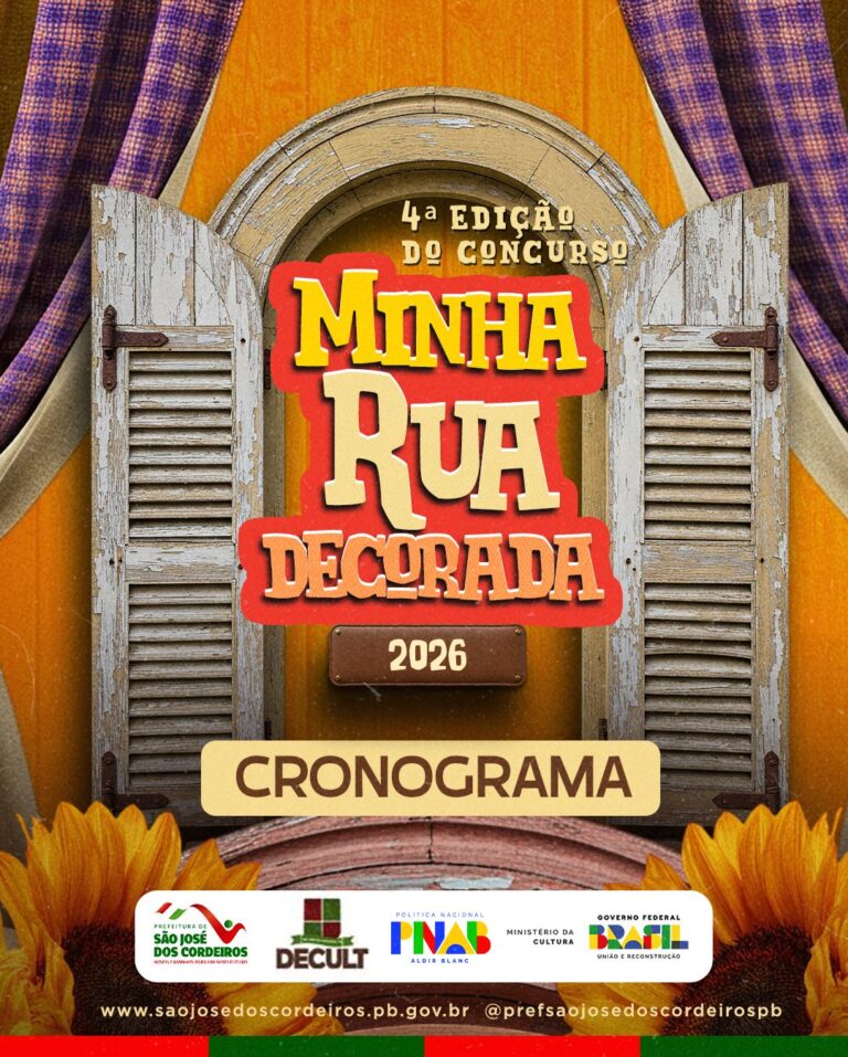 Prefeitura de São José dos Cordeiros divulga cronograma da 4ª edição do Concurso Minha Rua Decorada 2026