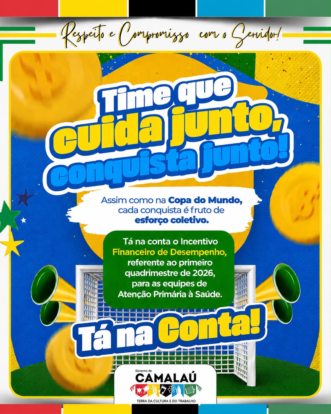 Gestão marca um golaço: Prefeitura de Camalaú paga salários do funcionalismo e incentivo por desempenho aos profissionais da Saúde