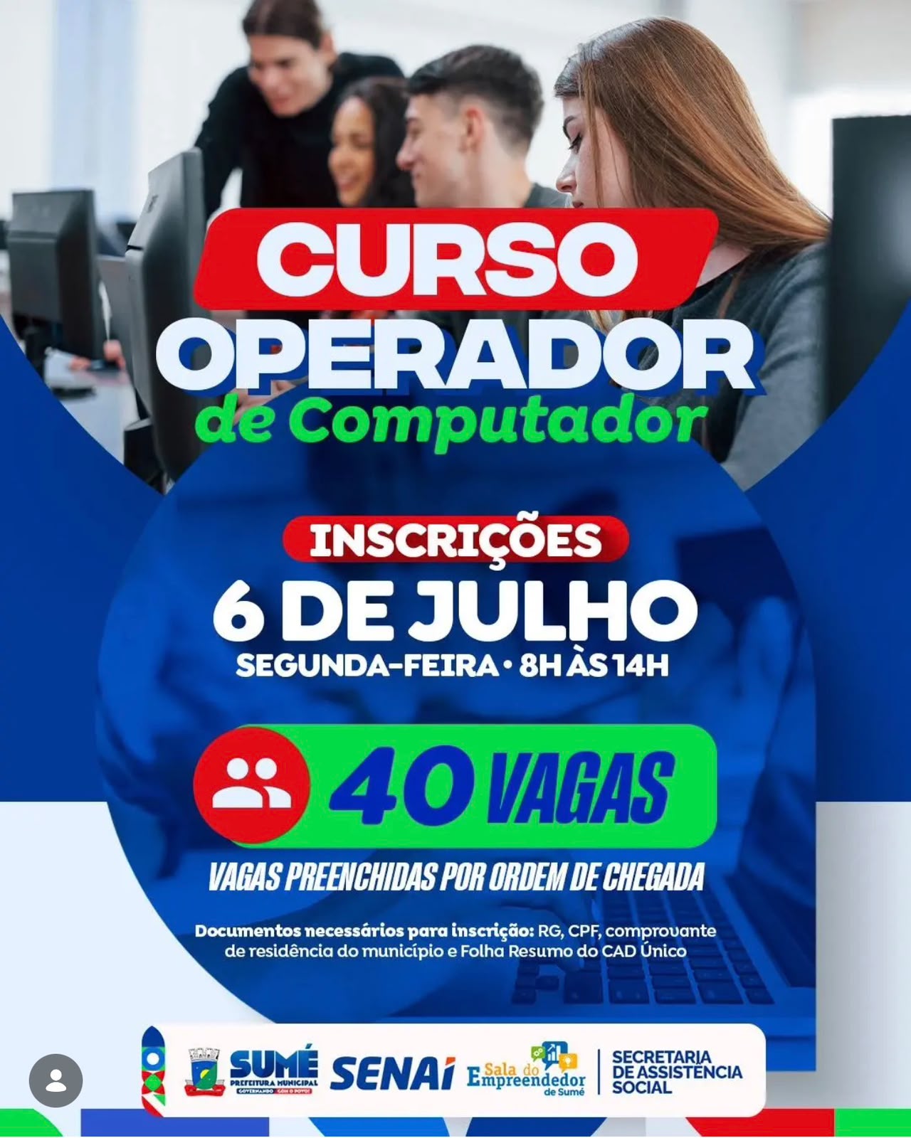 Assistência Social inscreve para Curso de Operador de Computador