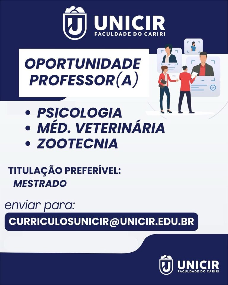 UNICIR abre seleção para professores em três áreas no Cariri
