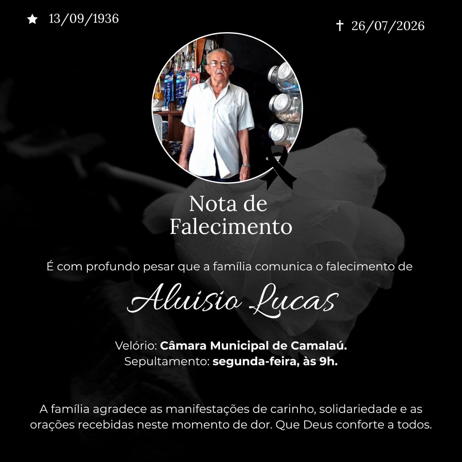 Morre o ex-vereador Aluízio Lucas, uma das figuras mais respeitadas da história de Camalaú